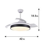 42'' Dual Mount Retractable Ceiling Fan with Dimmable LED Light Kit and Intelligent Control