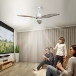 high speed Grey Wood Ceiling Fan with Light & Remote