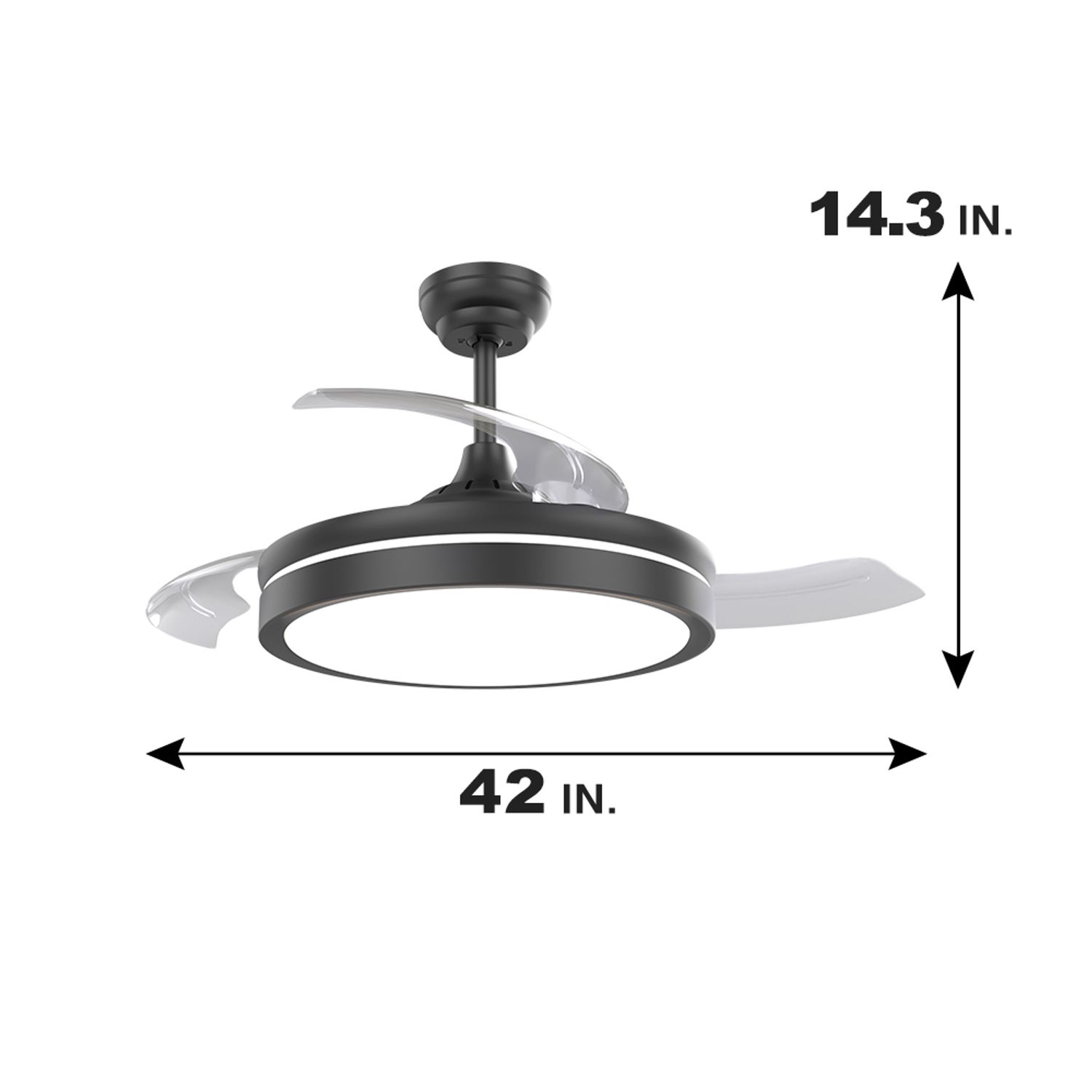 Outdoor Decorative Retractable Ceiling Fan With Light and Remote Control