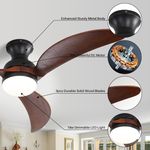 52 Inch Three Blade Curved Wood Ceiling Fan with Light features: enhanced sturdy metal body, powerful DC motor and more