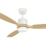 KBS 52-Inch High-Speed White and Wood Colour Ceiling Fan with Remote Control and Light Downrod
