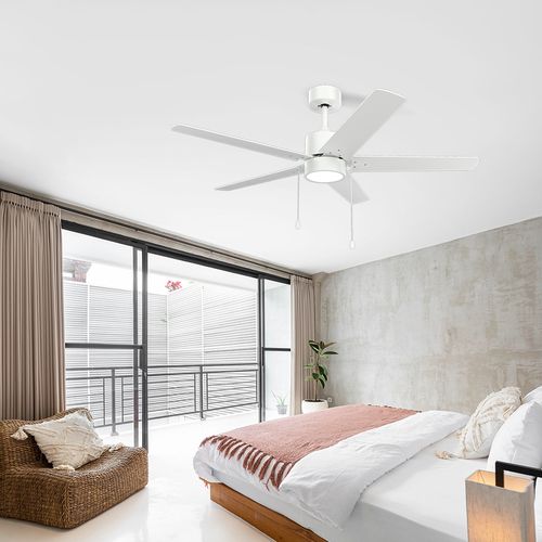 52 Inch 5 Blades Modern Smart Ceiling Fan With Light And Remote Control