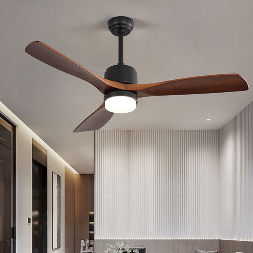 52 Inch Quiet Wood Propeller Ceiling Fan With Light and Remote Control