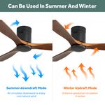 Reversible function of 6 speed matte black and wood ceiling fan that can be used in summer and winter