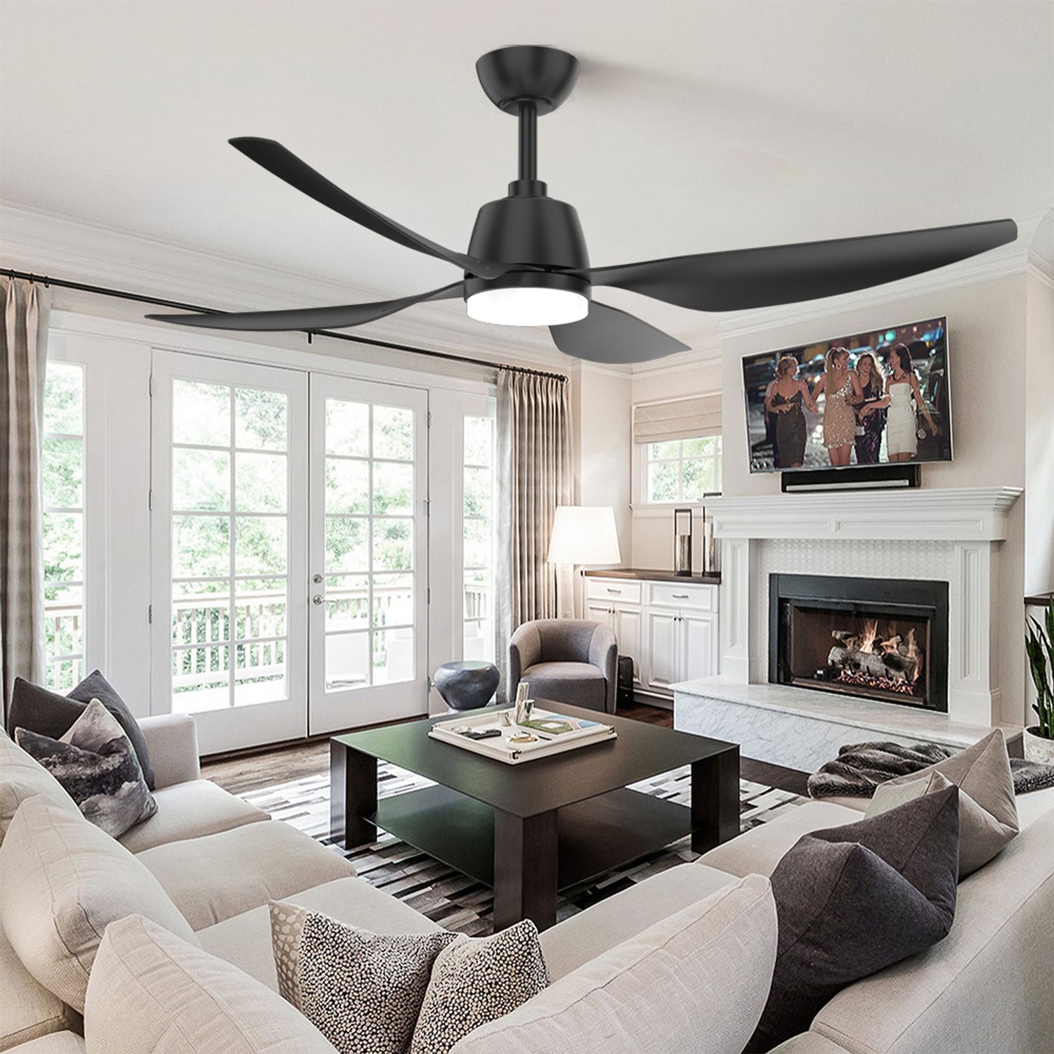 KBS Wholesale four blade ceiling fan with less noise in a living room