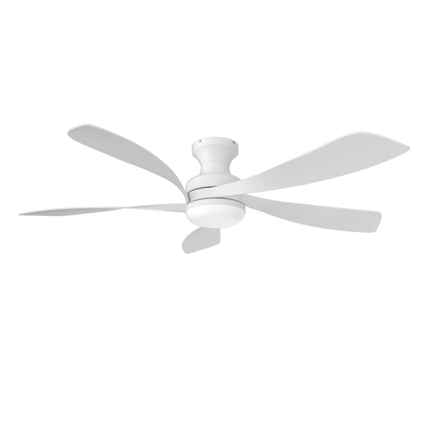 KBS All White Unique 5-Blade Wooden Ceiling Fan with Lights & Remote