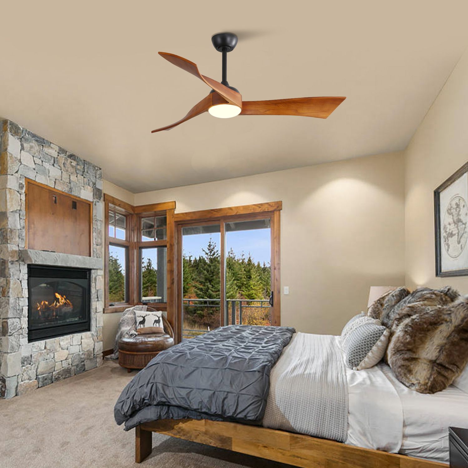 KBS Solid Wood Ceiling Fan With Light for bedroom