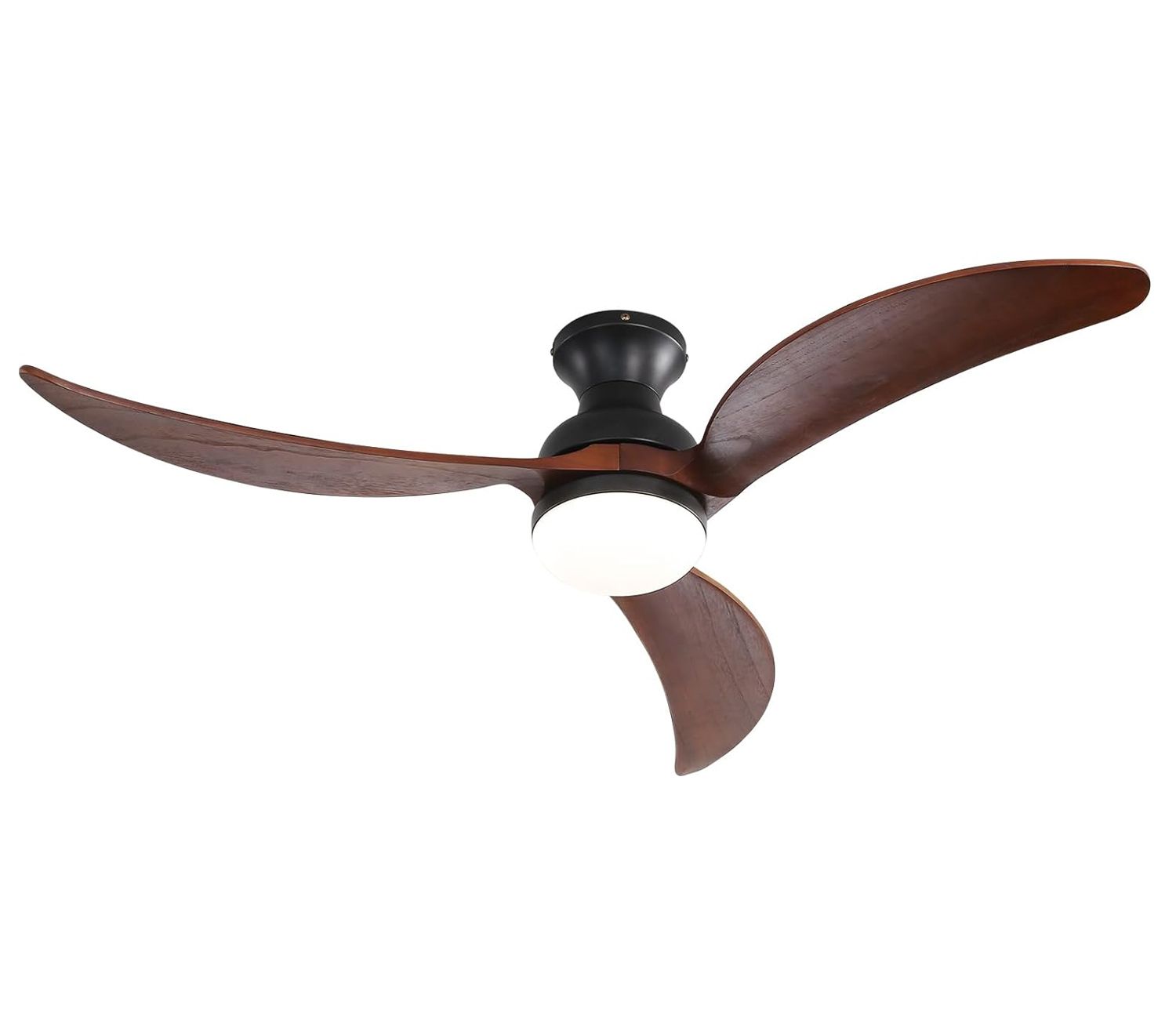 KBS 52 Inch Three Blade Curved Wood Ceiling Fan with Light for wholesale