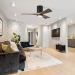 KBS 52" Dark Wood Smart Ceiling Fan with Light and Alexa flush mount in a living room