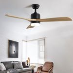 KBS wood propeller quiet ceiling fans with lights and remote control in living room
