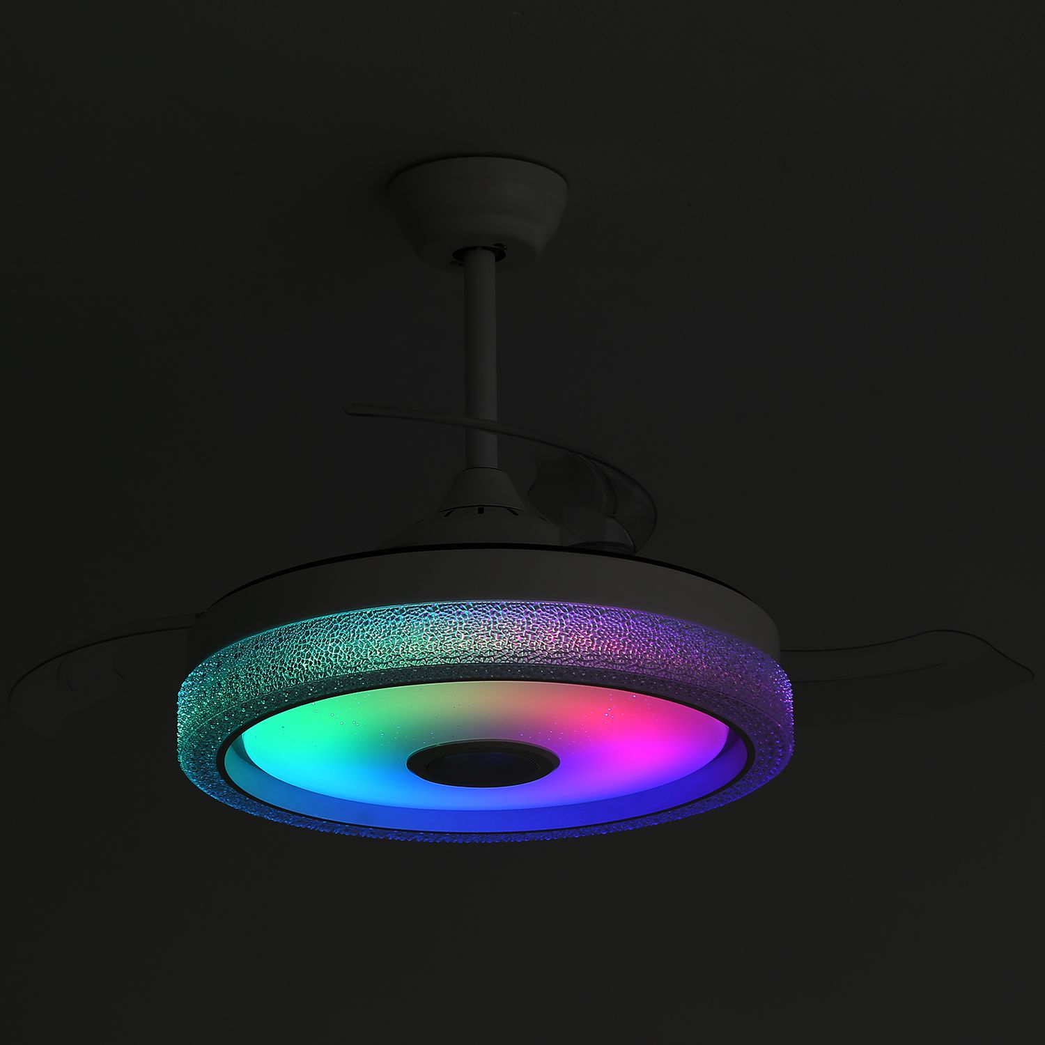 Retractable Ceiling Fan with 42'' 3 Color Dimmable Light Memory Function