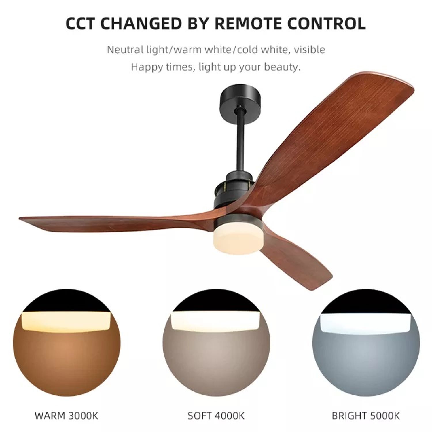 CCT changed by KBS wood ceiling fan remote control