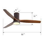 52'' Wood Ceiling Fan with Reverse on Remote - KBS-52245 size