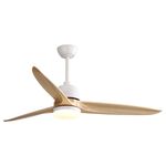 KBS 56" White and Wood Ceiling Fan with LED Lights and Reversible Motor