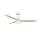 52 inch KBS wholesale White and Wooden Design Ceiling Fan with Light, Reverse Function & Remote Control