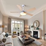 KBS 52" Silent Modern Smart Ceiling Fan with Light and 5 Plywood Blades in a living room