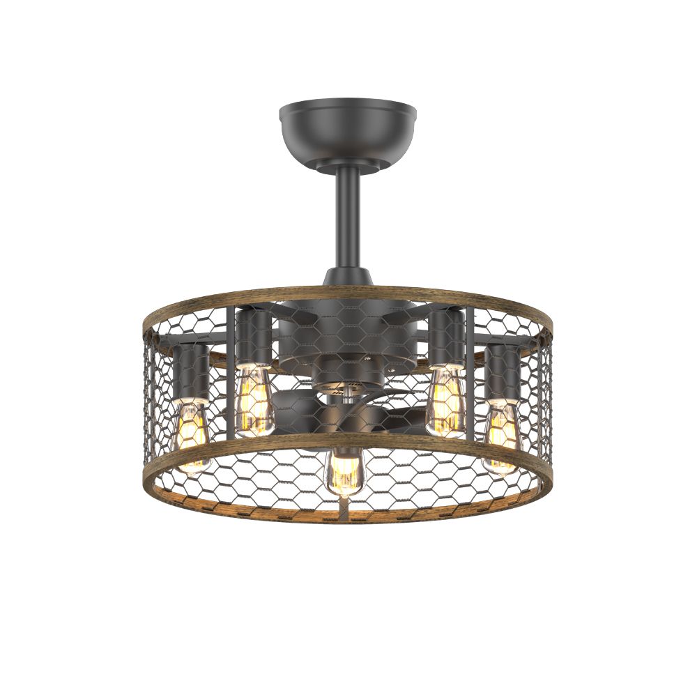 Indoor Reversible Cage Ceiling Fan With Light