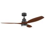Modern black and wood ceiling fan with light