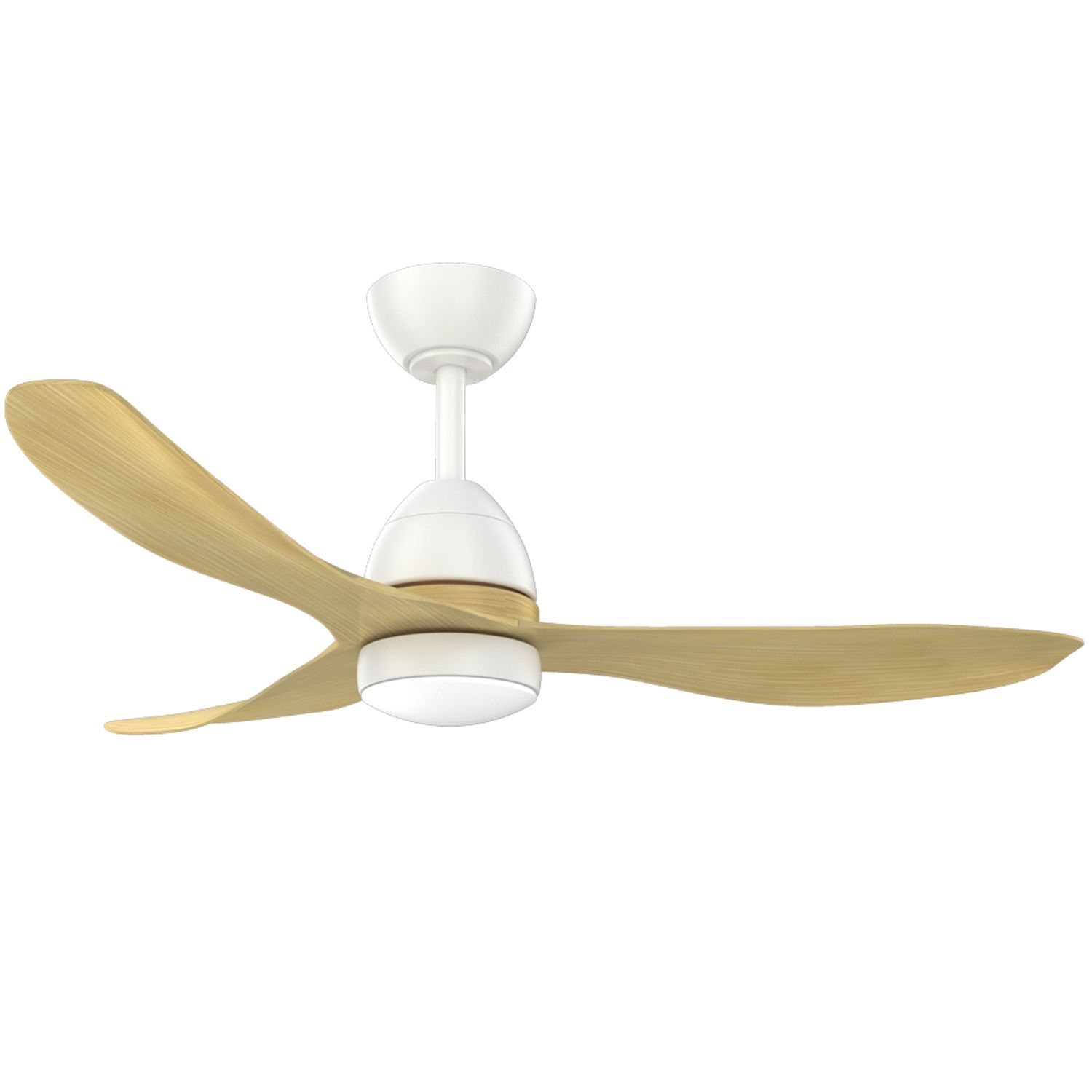 52" White and Real Wood Ceiling Fan with Reversible Motor and LED Light