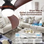 quiet feature of 52 Inch Three Blade Curved Wood Ceiling Fan with Light: less than 35dB