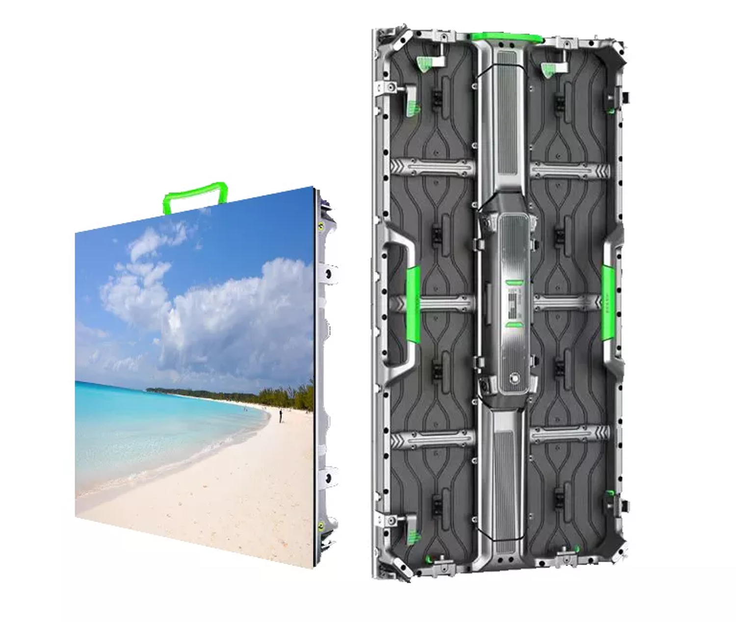 Eachinled SN series portable LED display screen with a tropical beach image
