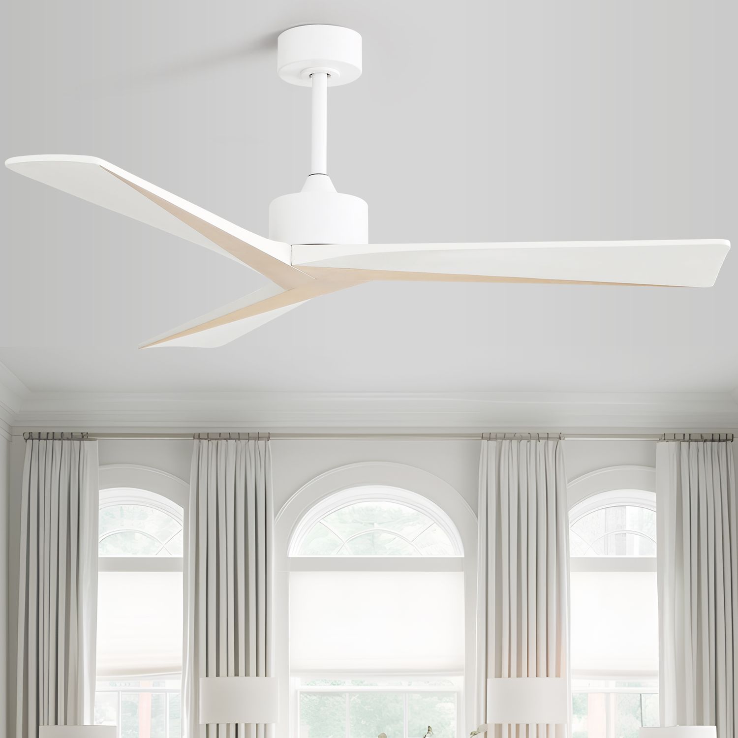 Sofucor 52" Smart Wood Ceiling Fan No Light With Remote Works With WIFI