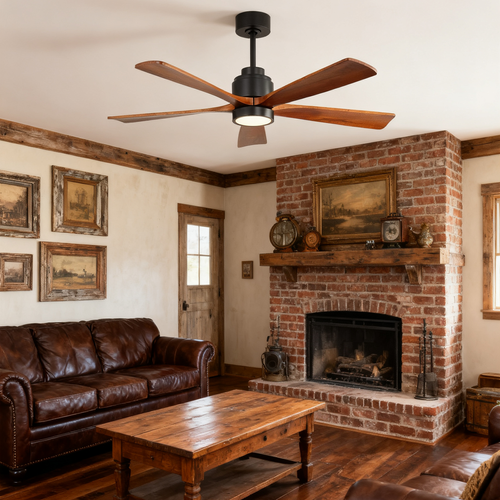 Sofucor New 52" Modern Farmhouse Remote Control 5-blades Wood Ceiling Fan with Light