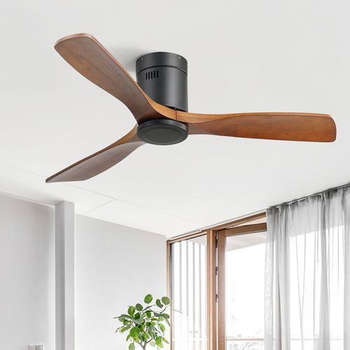 Upgrade Brand New Sofucor 52" Steel Wood Flush Mount Ceiling Fan