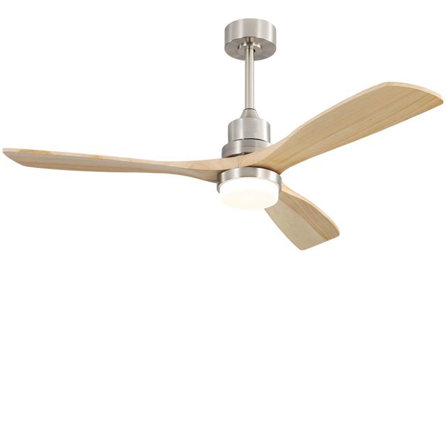 52 Inch Ceiling Fan With Light Remote Control DC Motor Wood Blades