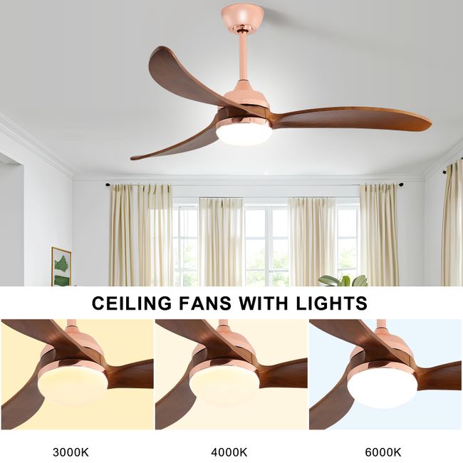 3-Blades 52 Inch Propeller Wood Ceiling Fan With Light Remote Control ...