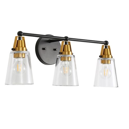 [Clearance] Sofucor 25.7" Black Nickel Gold Glass Vanity Lights