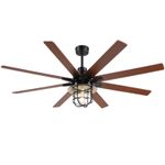 Sofucor 66" 8 Blade Plywood Ceiling Fan with Light and Remote