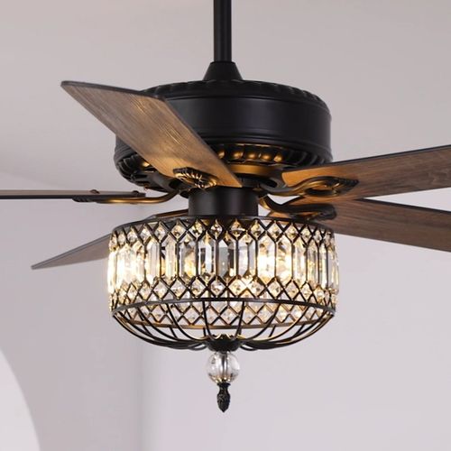 Sofucor 52" Satin Nickel Ceiling Fan with Crystal Light
