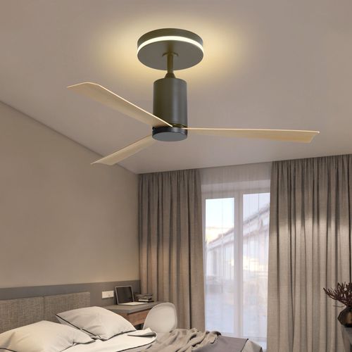 [Clearance] Sofucor 52" Flush Mount LED Light 3-Blade ABS Wood Grain Ceiling Fan