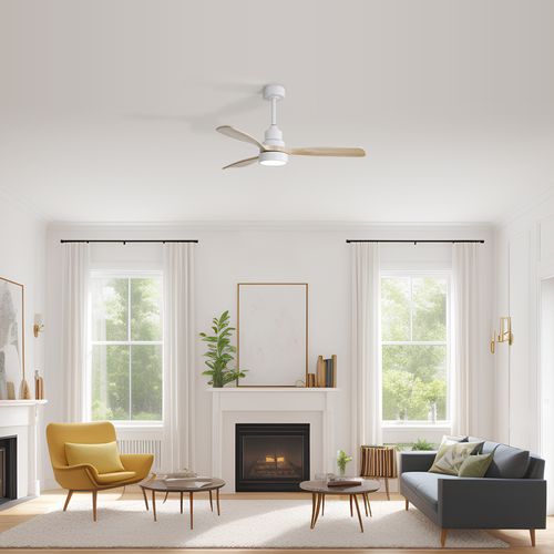 48″ Wood Ceiling Fan With Smart Control