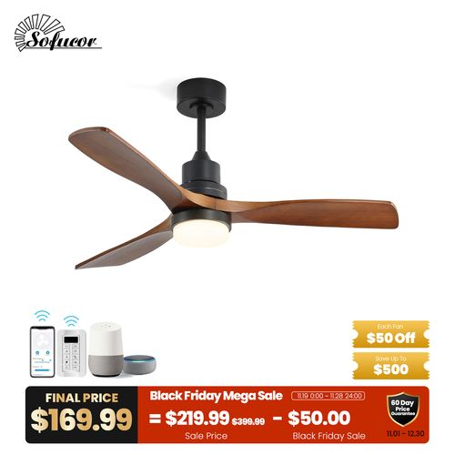 Sofucor 52" Neo Wood Smart Ceiling Fan with Light