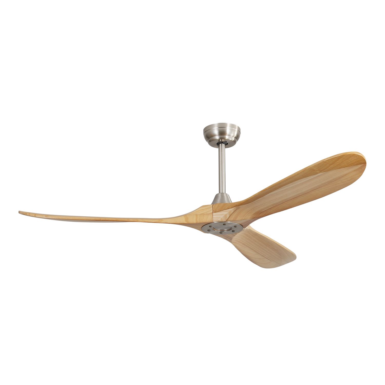 Sofucor 60 inch ceiling fan without light with remote, Sleek brushed nickel finish with burly blades