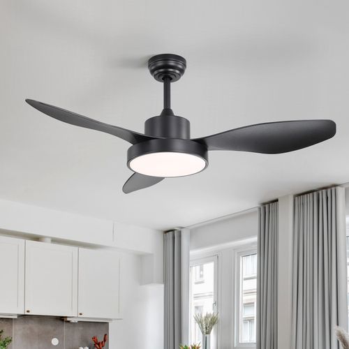 [Final Sale]Sofucor 47" White Ceiling Fan with Light & Remote, Reversible DC Motor