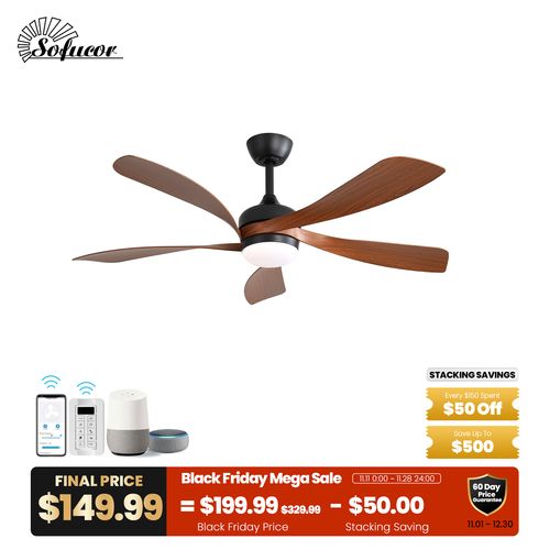 Sofucor 45" Smart ABS Blades Ceiling Fan with Light