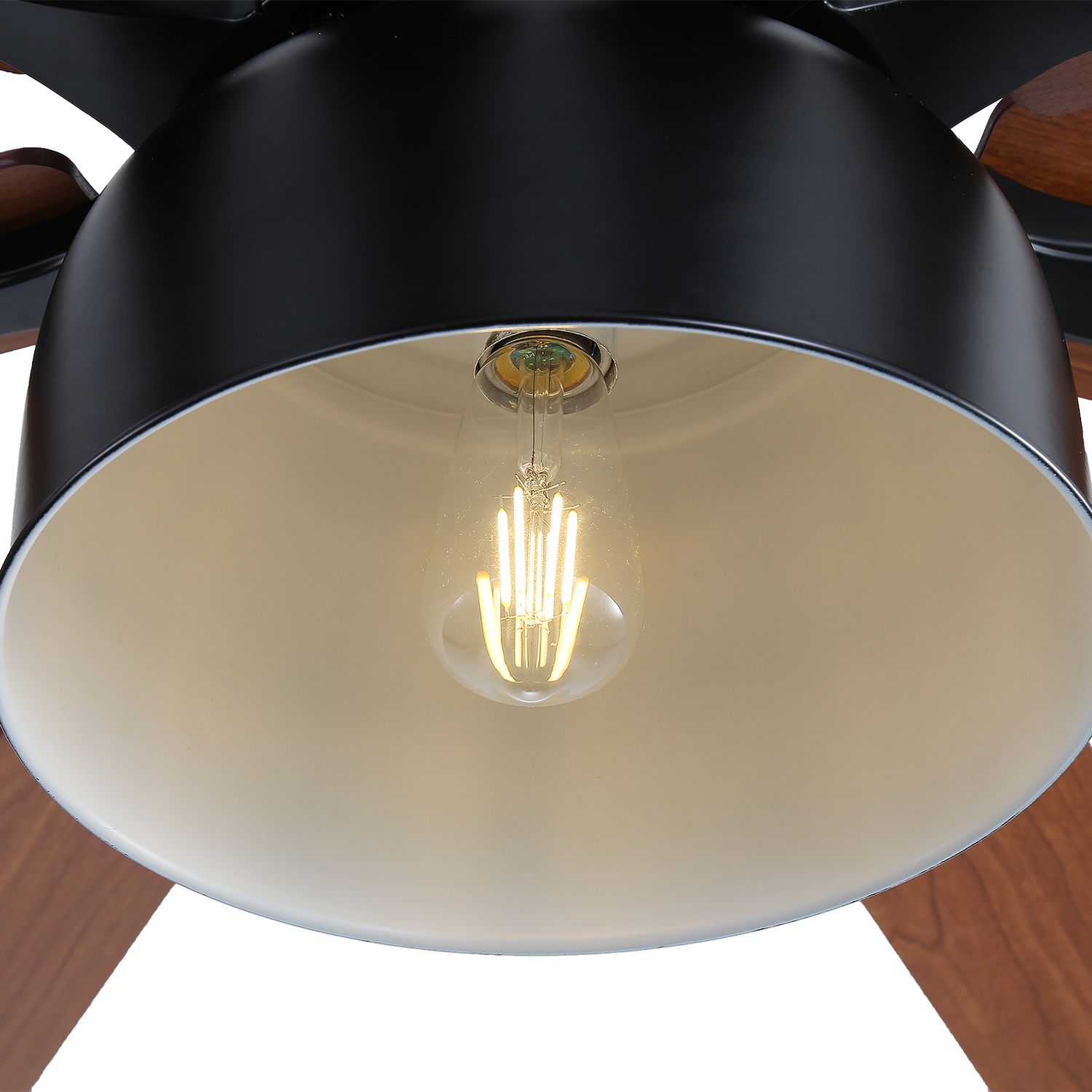 Detailed view of the light fixture on Sofucor's 66-inch ceiling fan