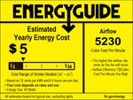 EnergyGuide label for the Sofucor 52-inch ceiling fan, showing low annual energy cost and high airflow efficiency, perfect for cost-conscious consumers