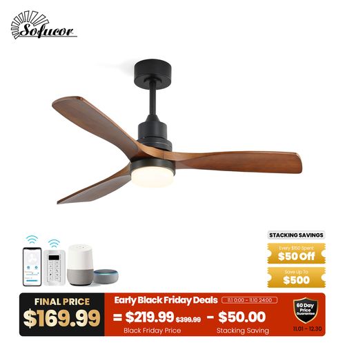 Sofucor 52" Neo Wood Smart Ceiling Fan with Light