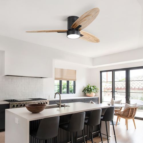 Sofucor 56 Inches Farmhouse Layered Wooden Blades Ceiling Fans with Light