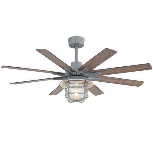 Sofucor 52" Vintage Ceiling Fan – Iron Frame Light with Bubbled Glass Shade