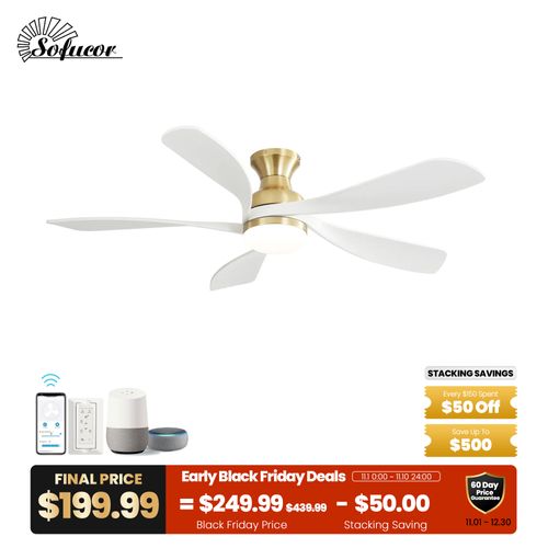 52'' Low Profile 5 Blades Smart Ceiling Fan