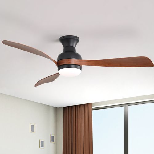 Sofucor 52" Modern Low Profile Curved ABS 3-Blades Ceiling Fan with Light