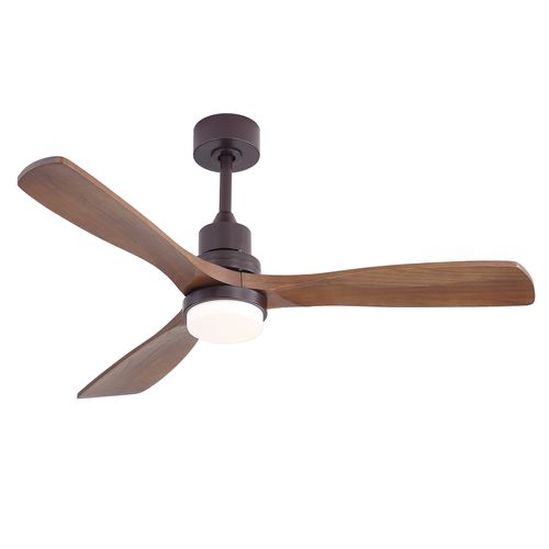 Sofucor New 52″ Brown Steel Walut Color Wood Blade Ceiling Fan With Light