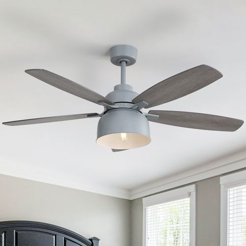 Sofucor 52" Industrial Ceiling Fan with Tapered Metal Shade – Dual-Finish Wood Blades