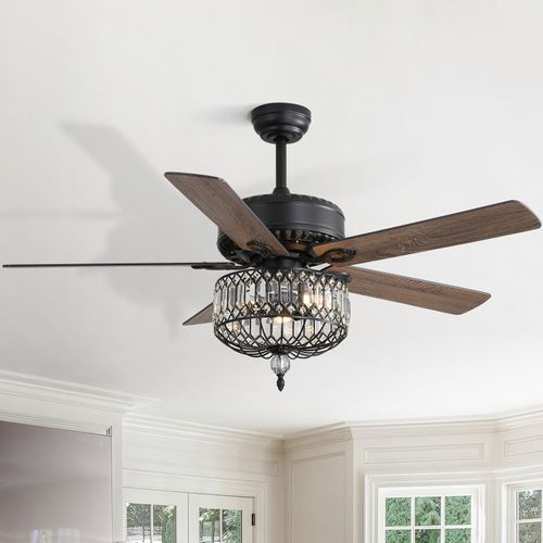 Sofucor 52" Satin Nickel Ceiling Fan with Crystal Light