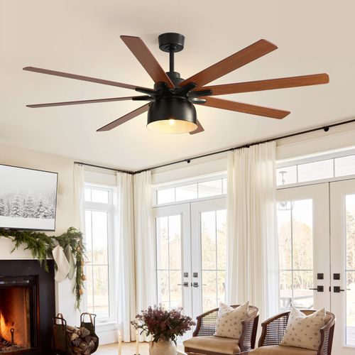 66" Plywood Ceiling Fan With Light